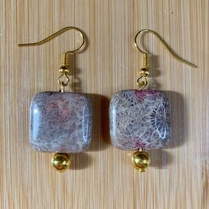 Gold and Mauve Stone Earrings